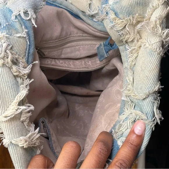 Distressed Patchwork Denim Crossbody Bag - Picture 8 of 8